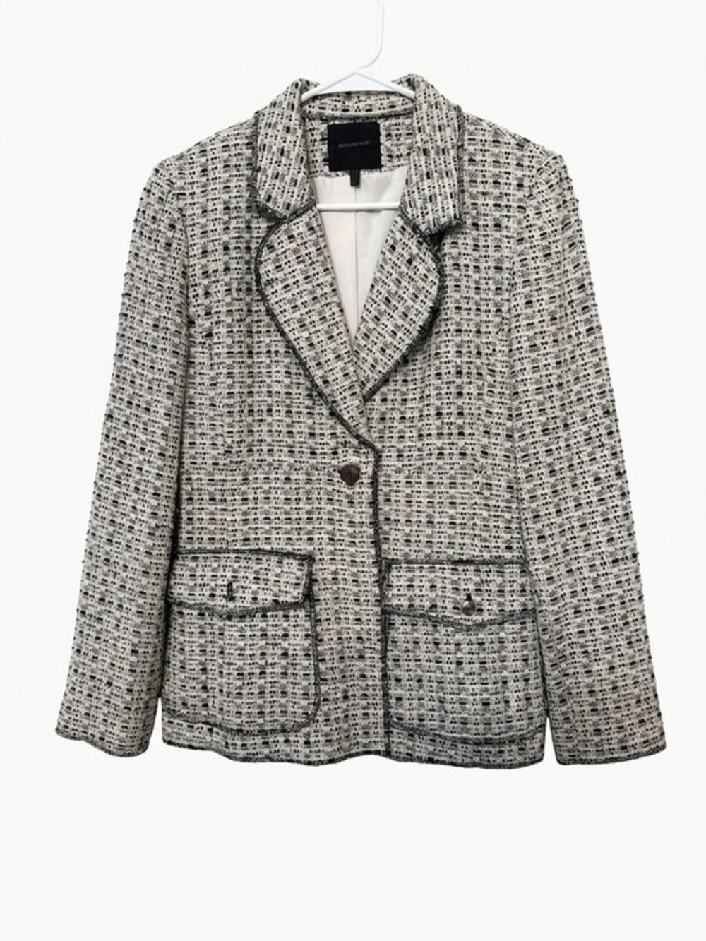 Bern and mort Black & White Tweed Bouclé Blazer Jacket-size 8